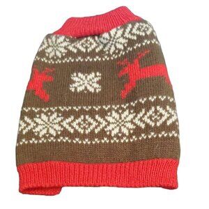 NWT Bret Michaels Pets Rock Sz Small Winter Sweater Snow Flakes Reindeer Brown